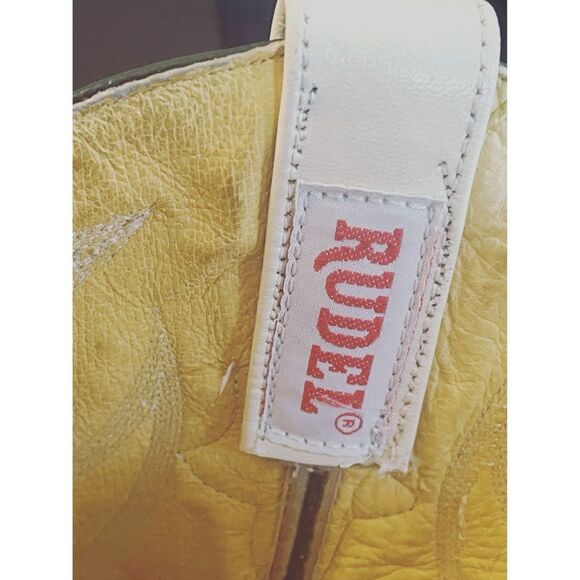 RARE🔥 RUDEL Ivory Goat Ostrich Cowboy Leather Boots Men's Size 7.5 EEWestern - Picture 3 of 15